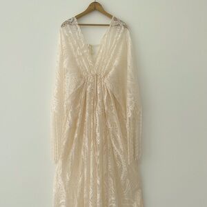 Champagne Lace boho gown M/L one size wedding maternity